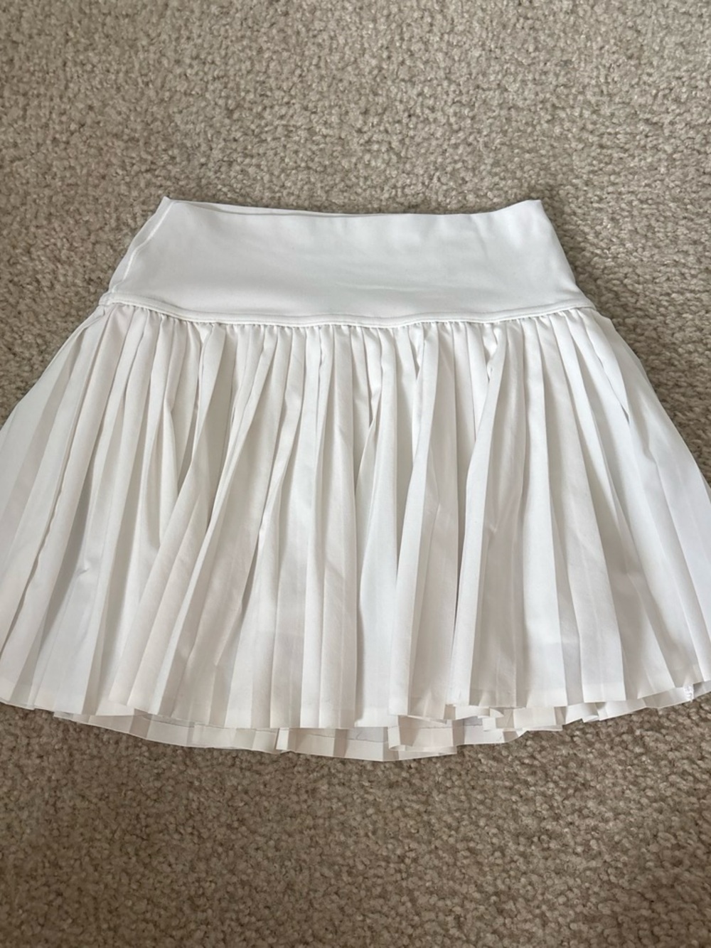 aerie White Pleated Mini Skirt with Wide Waistband